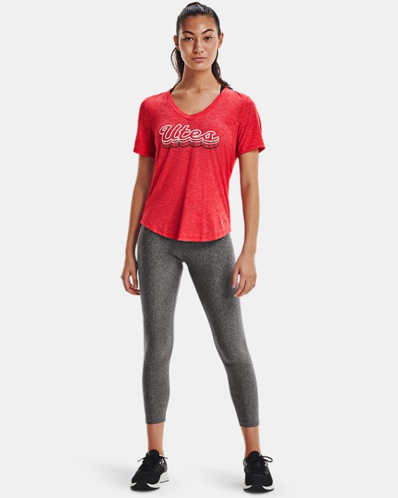 Women's UA Breezy Collegiate Sideline V-Neck T-Shirt, Red, pdpMainDesktop image number 2